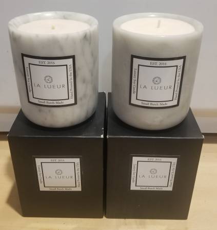 (Set of 2) LA LUEUR CANDLES Carrara Marble & Cucumber Luxury Candles 1