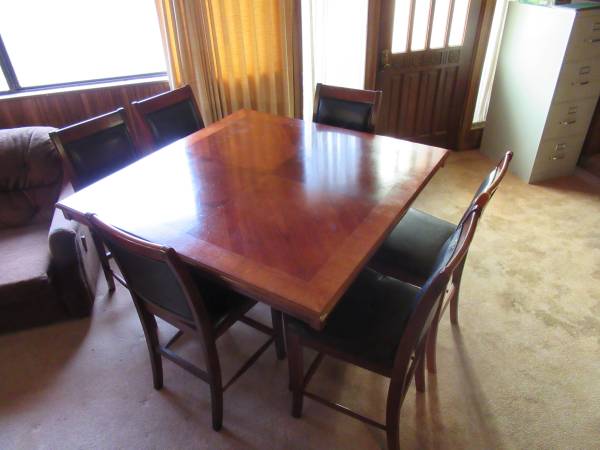 Solid Wood 4-1/2' Square 36"H Table with 6 Chairs 1