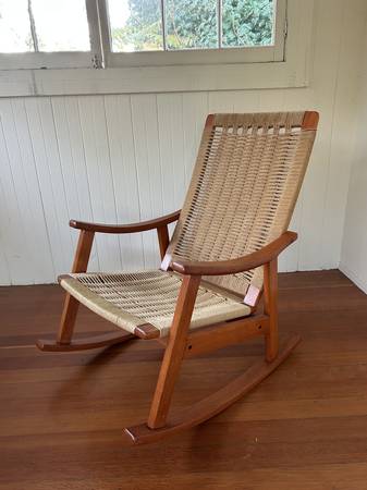 Hans Wegner Mid Century Modern Woven Rocking Chair 1