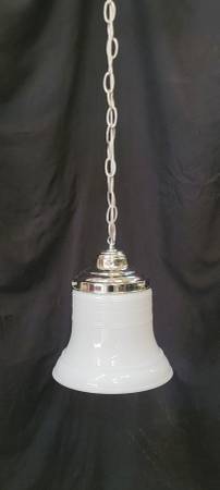 Restored Art Deco Pendant Light w/ Bell Shaped Bullseye Shade GS01057 1