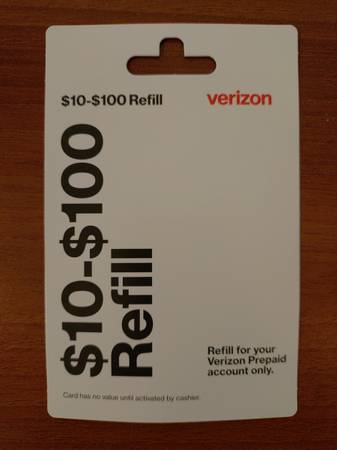 $100 Refill for Verizon Prepaid account 1