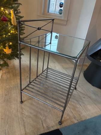 Pier 1 wrought iron queen headboard and two side tables 1