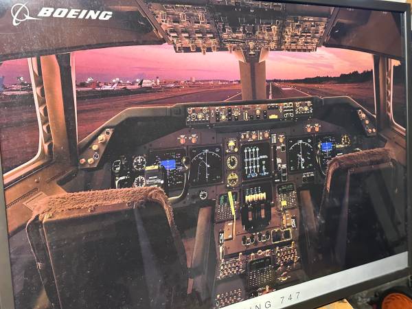 747 Flight Deck Poster - Framed 1