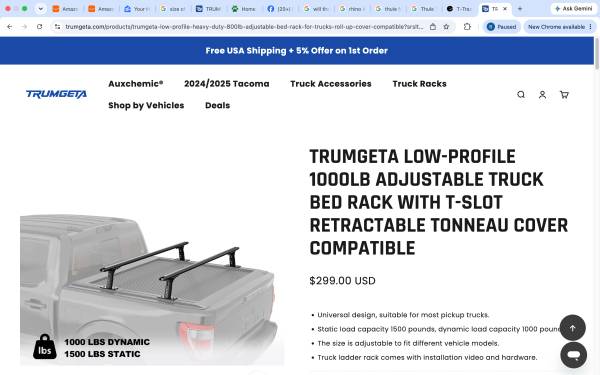 Brand New Universal Low-Profile Truck Bed Rack (Trumgeta) 1