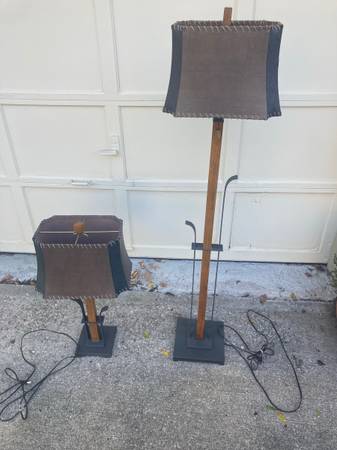 high end rustic farm house mountain cabin lamp set floor and table 1