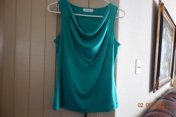 Calvin Klein Women Top Sleeveless, Aqua Mint, S 1