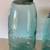 Antique Set of 3 Mason's Jars Blue Glass & Zinc Caps 1858 2 thumbnail