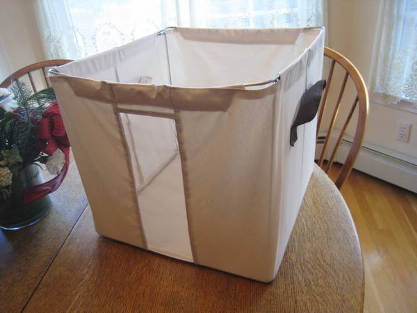 New Collapsible Canvas Storage Box with Steel Frame & Clear Side Panel 1