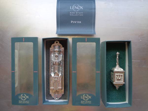New Lenox Pewter Mezuzah and Dreidel (each) 1