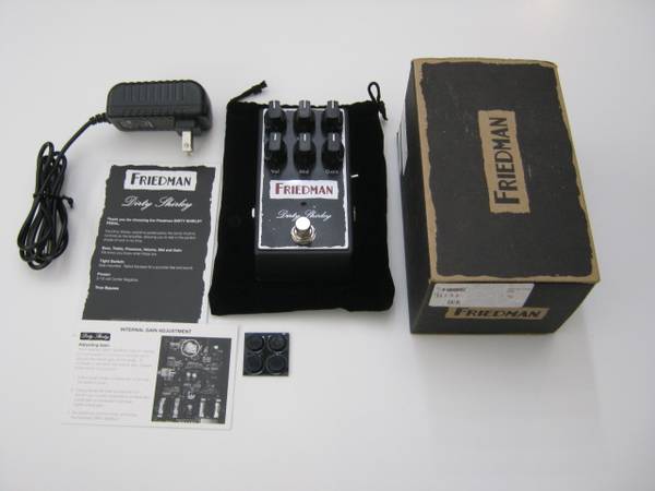 Sell/Trade Friedman Dirty Shirley Overdrive Pedal + Adapter. *(mint)* 1
