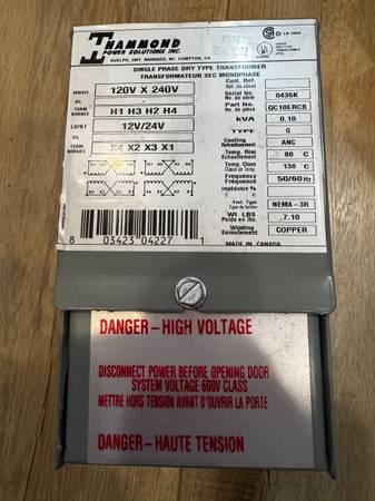 Transformer120/240v-12/24v 0.10KVA Brand  New 1