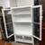 Antique Tall White Glass Pane Display Cabinet, Two Adjustable Shelves 2 thumbnail