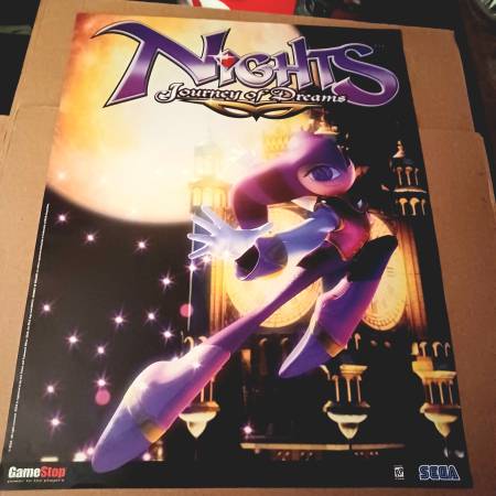 GAMESTOP SEGA VIDEO GAME POSTER "NIGHTS JOURNEY OF DREAMS " 1