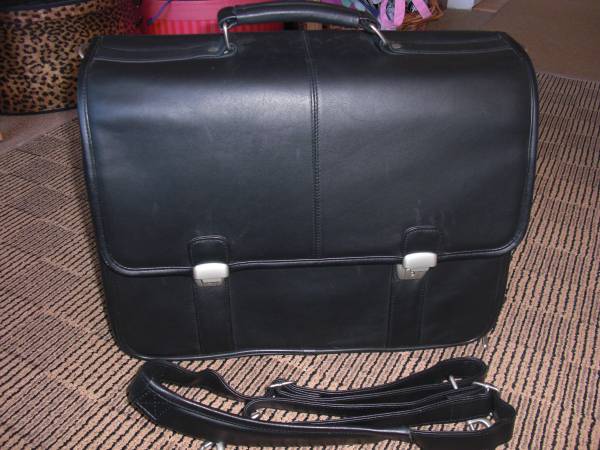 LEATHER COMPUTER BRIEFCASE TRAVEL BAG - NEW 1