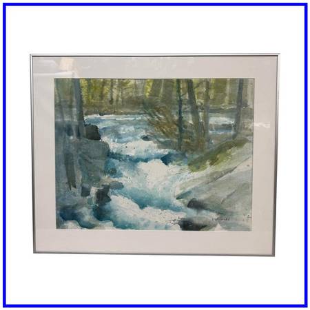 Circa 1983 Larry Welden Russian River Watercolor, Framed 1