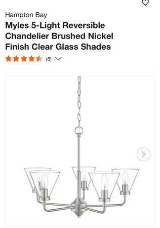 Hampton Bay Myles 5-Light Reversible Chandelier Brushed Nickel 1