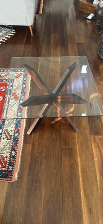 Glass top coffee table with one side table 1