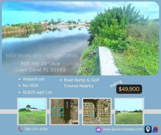 $49,900 / 10625ft2 - Discover this waterfront 0.24-acre lot in the heart of NW Cape Coral (Cape Coral)64151007303554120