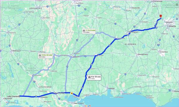 Ride Offer- Birmingham->Mississippi->western Louisiana (Lake Charles) (Atlanta->Birmingham->Mississippi->Louisiana)64144092356098120