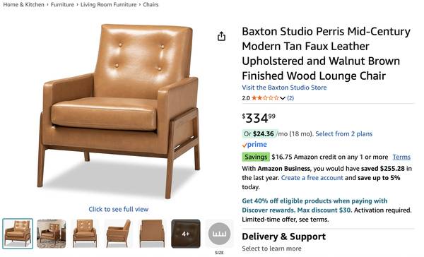 baxton studio leather arm chairs x2 1