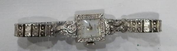 VINTAGE HAMILTON WOMAN'S WATCH 14K WHITE GOLD WITH DIAMONDS 1