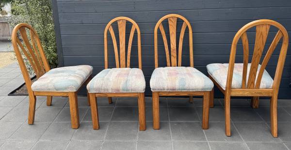 (4) Solid Wood Upholstered Dining Chairs 1