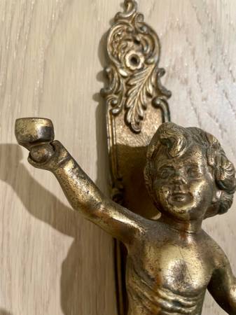 Antique Cherub Brass Door Handle 1