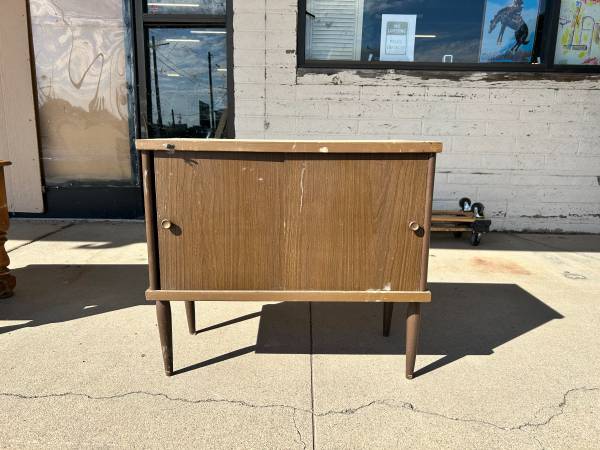 Small mid century style cabinet mid century modern sliding doors 1