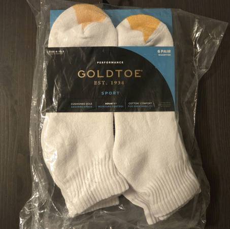 Gold Toe Athletic Sport 6 Pair Men's Quarter Length Ankle Socks, Size 6-12.5 New 1