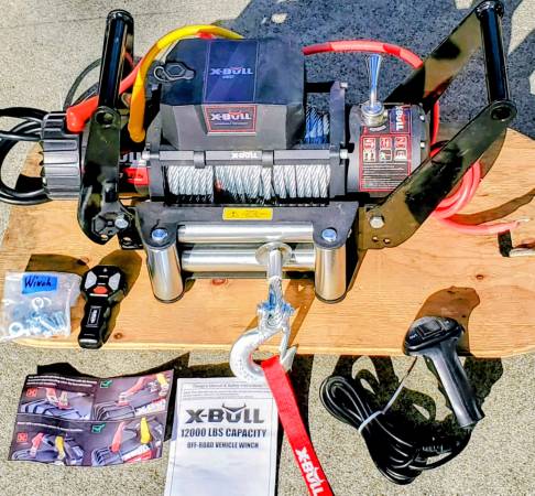 12,000 lbs. 4 Wheeling Winch Carry Handler Remote Offroad BRAND NEW !! 1