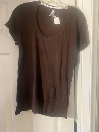 Women's Brown V Neck T Shirt XL 1
