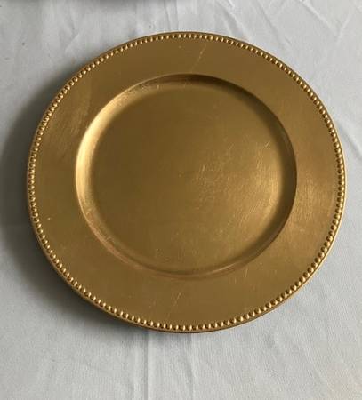 Set of 8 Beaded Gold  Charger Plates - New/Never used 1
