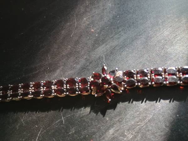 Garnet stones , sterling silver - bracelet 1