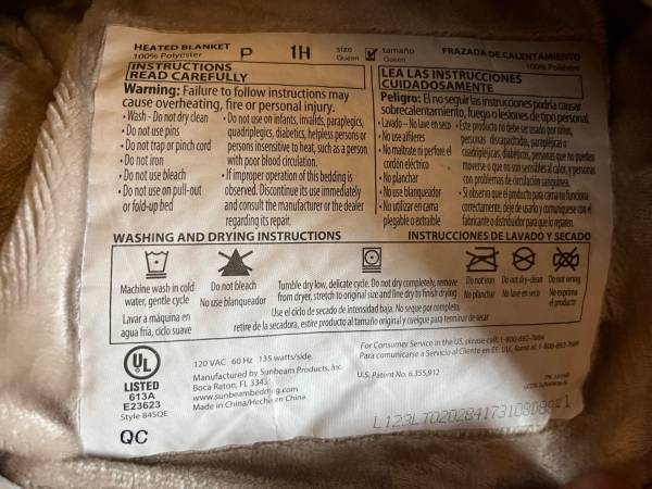 Sunbeam Queen Size Electric Blanket 1