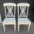 Pair of White Wood Lattice Back Dining Chairs 1 thumbnail