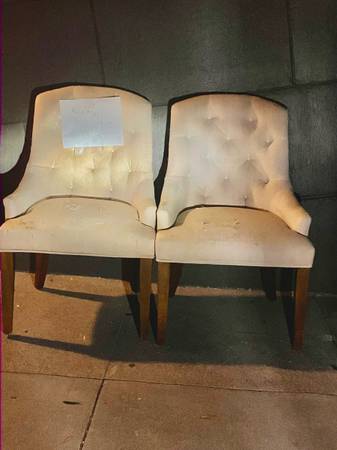 2 White Wingback Chairs 1