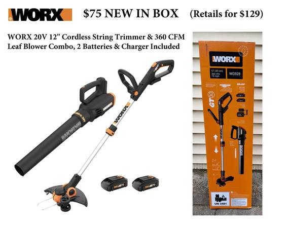 NEW WORX Cordless Trimmer / Leaf Blower Combo battery included 1