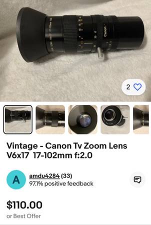 Vintage Canon TV Zoom Lens V6x17 f:2.0 - photo/video - by