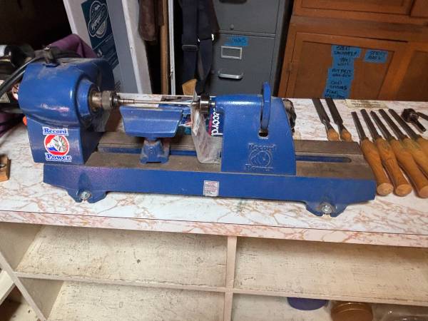 RECORD (brand name) WOOD LATHE -- MANY ACCESSORIES 1