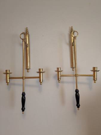 Pair vintage brass candelabras 1