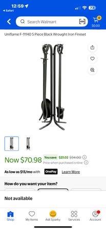 5 Piece Black Wrought Iron Fireset with Crook Handles 1