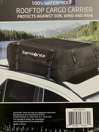 Samsonite Rooftop Cargo Carrier 100 Waterproof 15 Cubic Feet BRAND NEW 1
