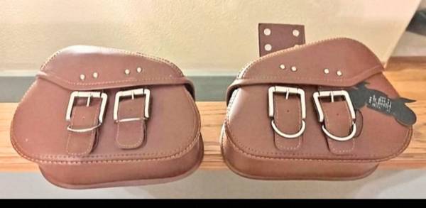 New Small Tan/Light Brown Pleather Saddlebags NEW 1