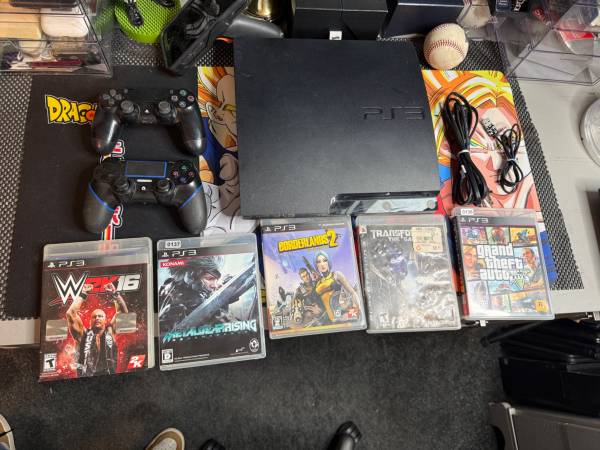 PlayStation 3 With Cords, 2 Controllers & 5 PS3 Games 1