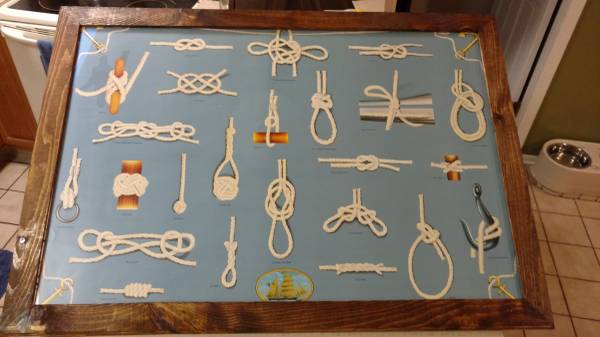 Hand Crafted Custom Framed picture - Knot tying knots Boy Scouts 1