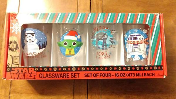 Star Wars Christmas 4 Glass Set 16oz * Storm Trooper * Grogu Baby Yoda 1