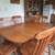 Solid oak trestle dining table and 6 chairs 5 thumbnail