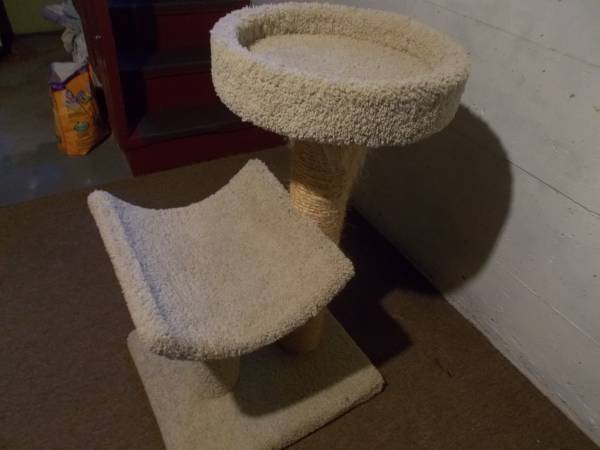 Cat scratching double posts with bed and side lay 1