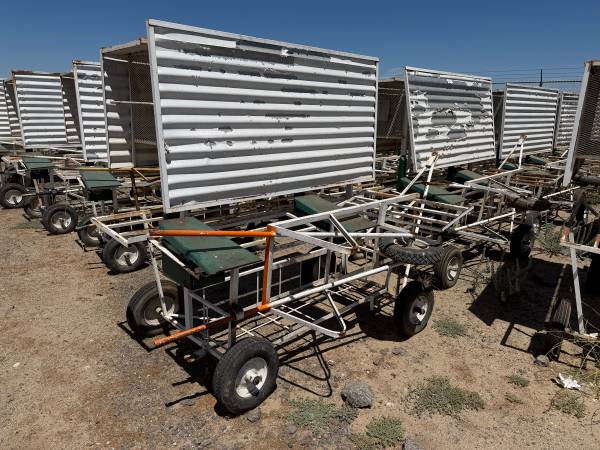 Grape packing table with wheel barrow 1