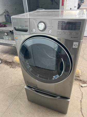 LG  graphite front loader washer with pedestal 1